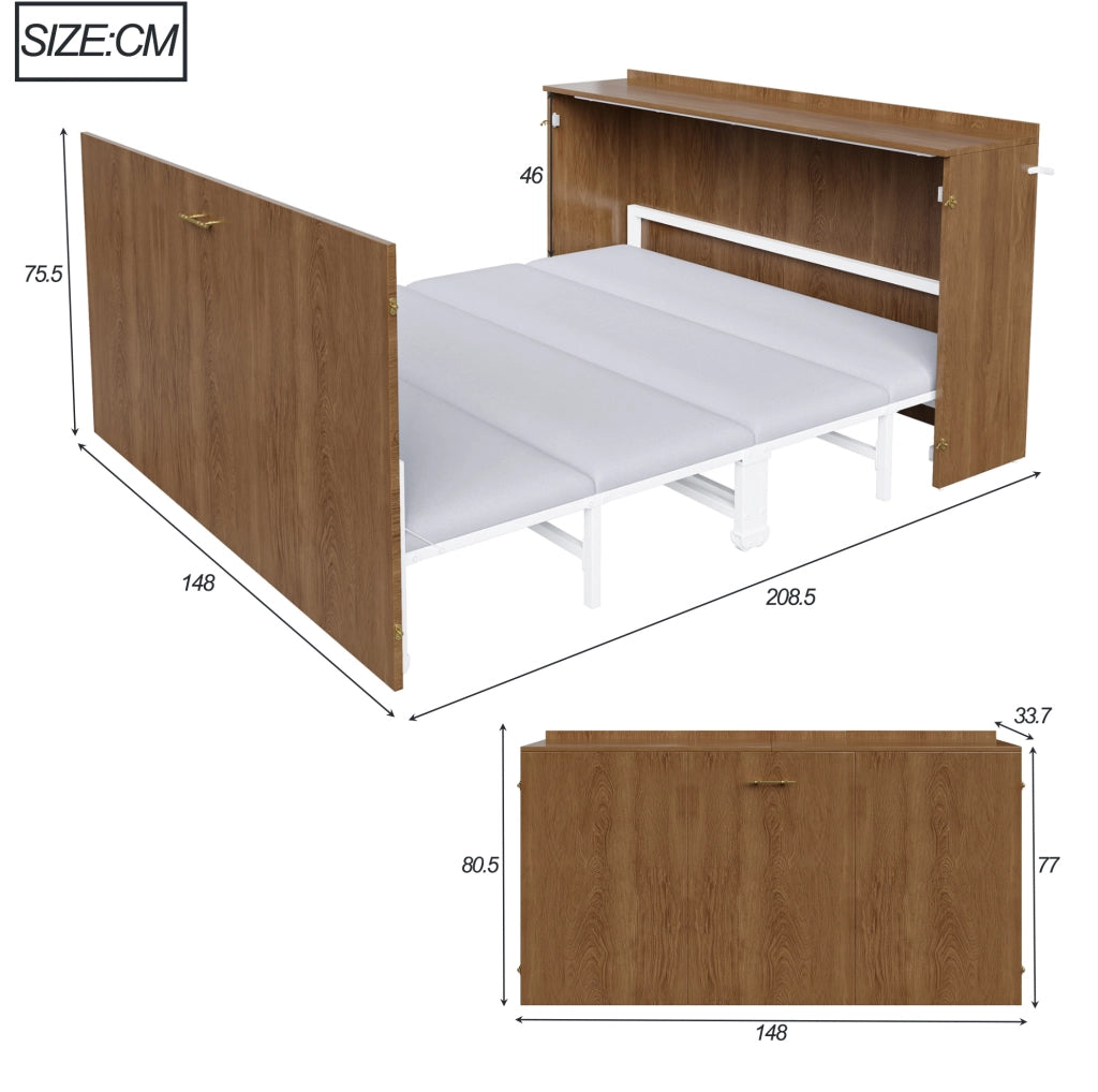 Letto pieghevole a scomparsa 140x200 cm in legno e metallo; colore legno