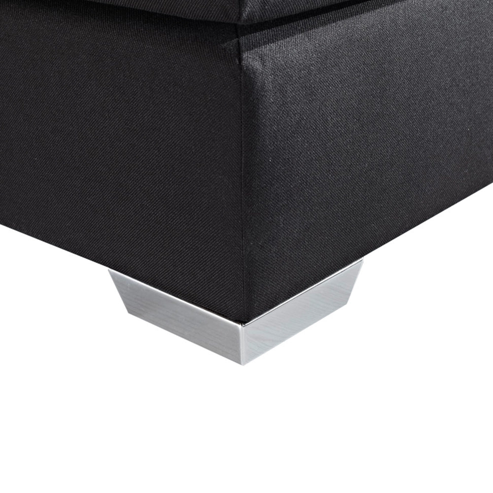 Letto Boxspring in Tessuto Nero con Materasso a Molle 180 x 200 cm