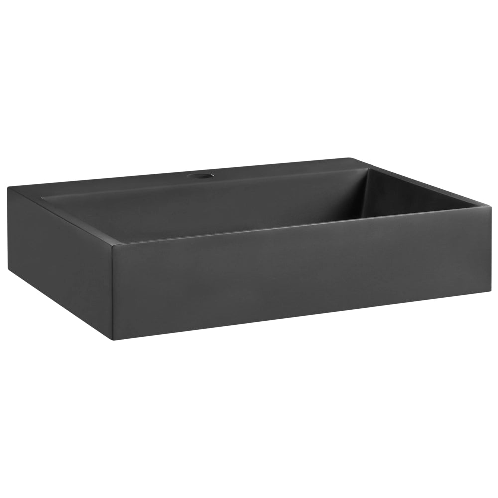 Lavabo bagno classico rettangolare in ceramica finitura lucida 50 x 38 cm nero Lavello da bagno rettangolare