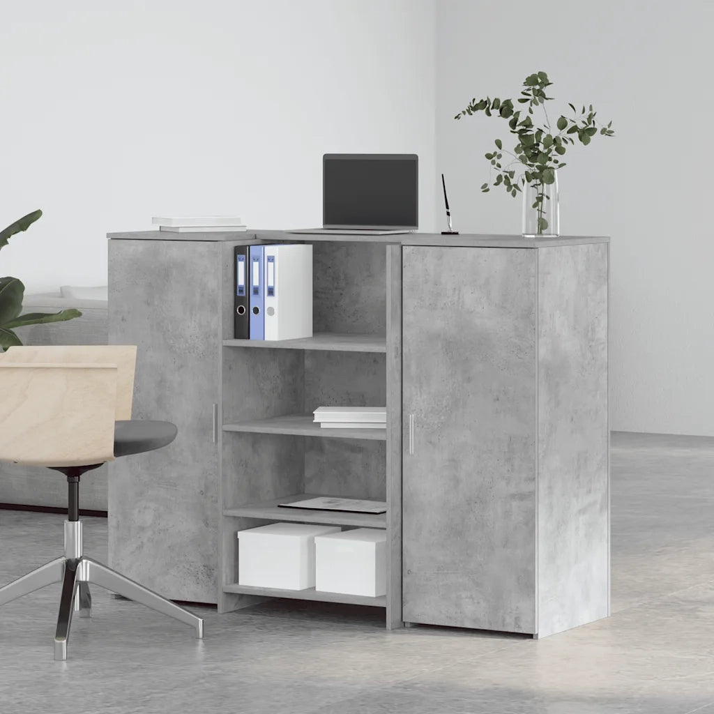 vidaXL Banco Reception Grigio Cemento 135x50x103,5cm Legno Multistrato
