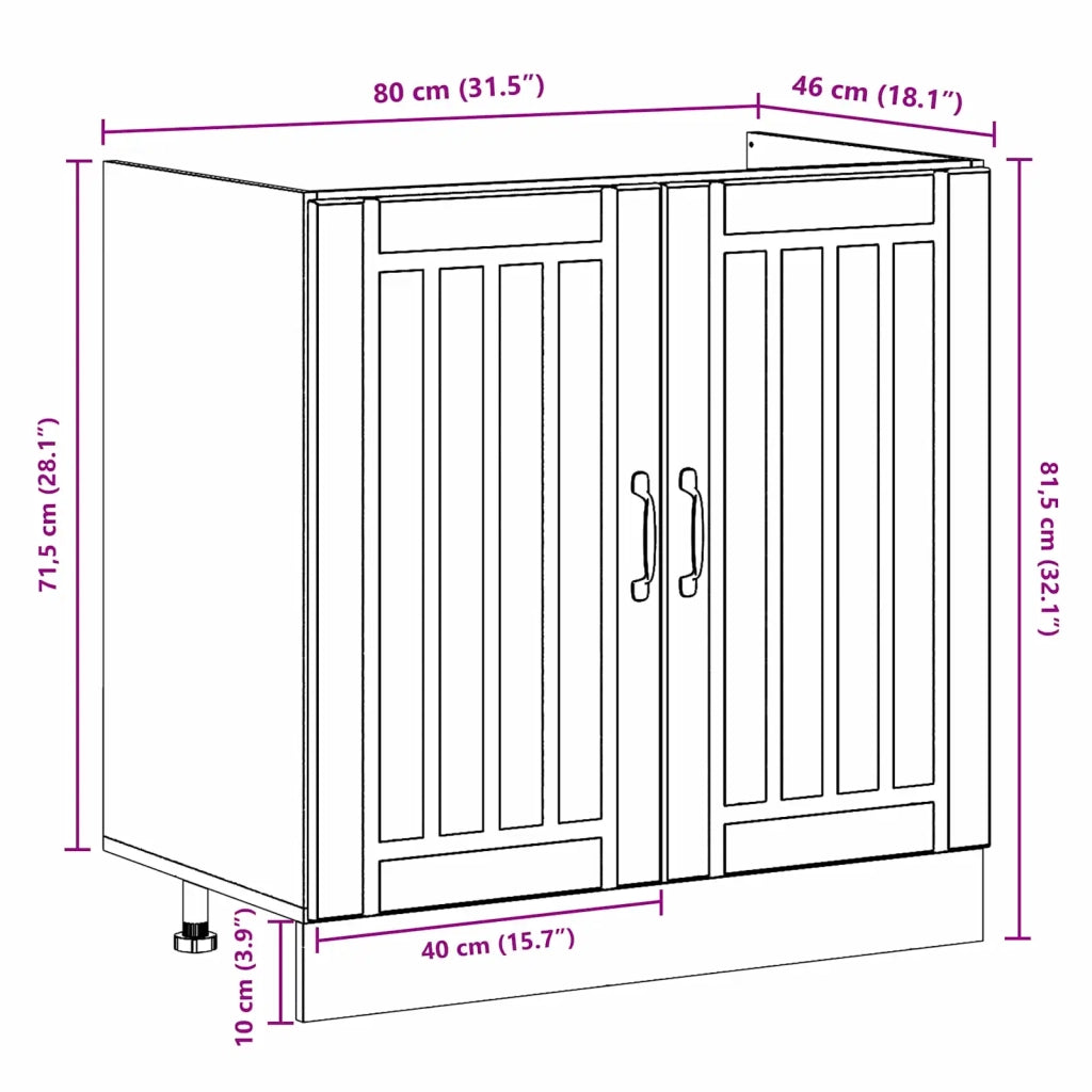 Mobiletto per lavabo Lucca 2 pz Legno vecchio 3315019