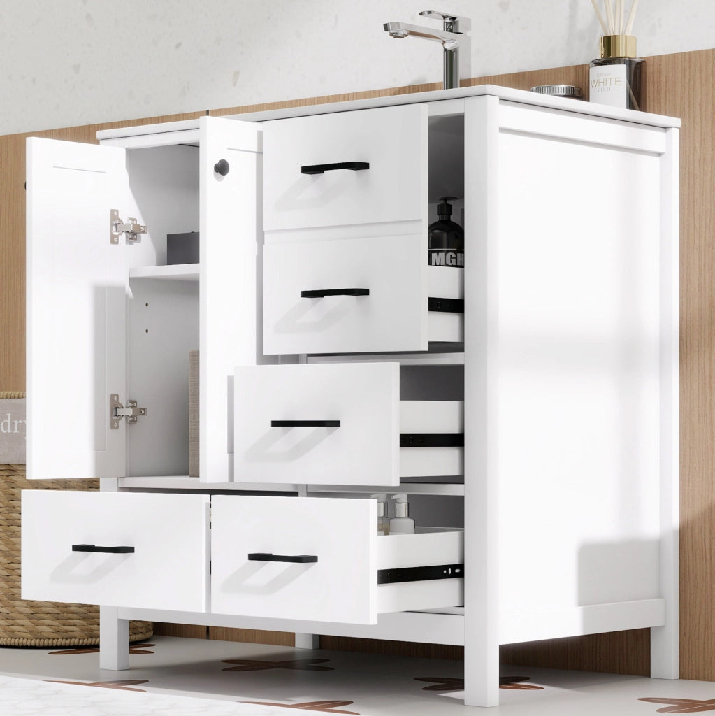 Mobile bagno freestanding 76x46x82 cm con lavabo in ceramica