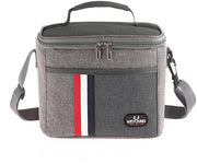 Tas a Isolamento Termico, Picnic con Cinturino a Spalla, Impermeabile, Ripiegabile per Campeggio, Scuola, Lavoro, Grigio