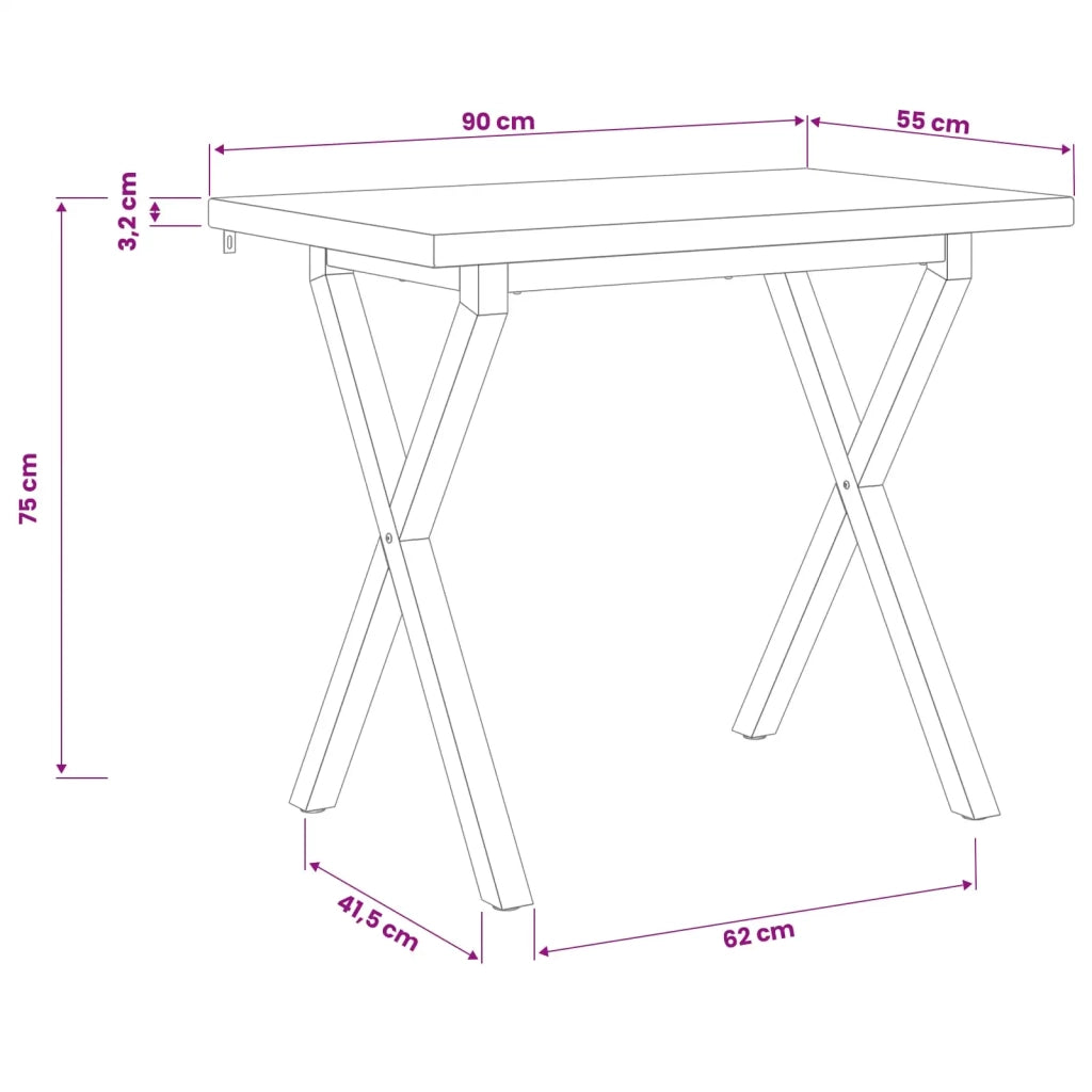 90 x 55 x 75 cm Legno di Acacia Massello Naturale e Caffè 938762