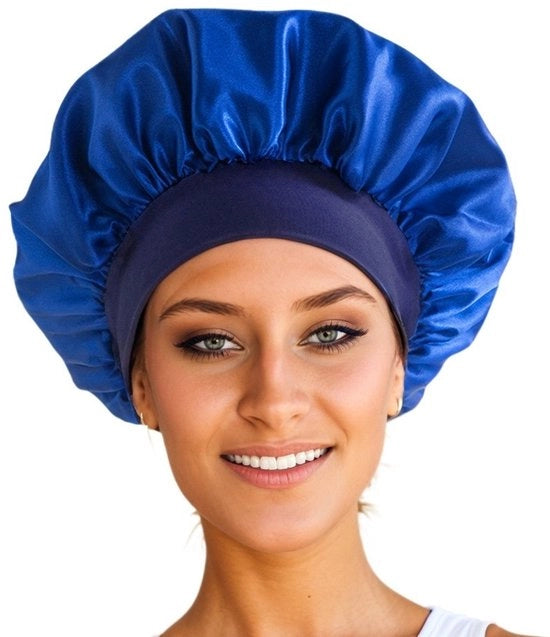 Capello di seta - 2 pezzi - Mofetta di seta - Bordo largo cintura alta elastica - Capotto per capelli - Copertura per capelli con cintura elastica (30x30cm) - colore blu chiaro