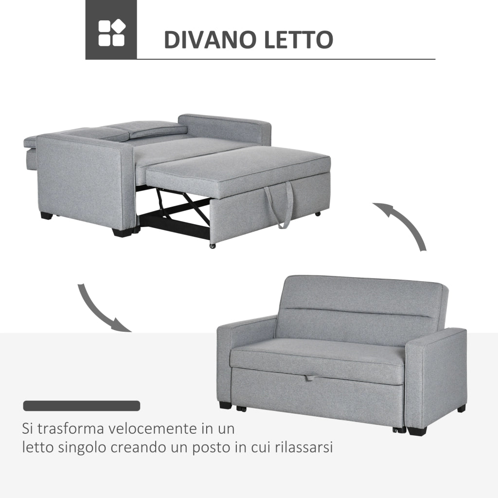 EasyComfort Divano Letto a 1 Piazza in Tessuto, Seduta 2 Posti e Schienale a 3 Reclinazioni, 154x87x89cm