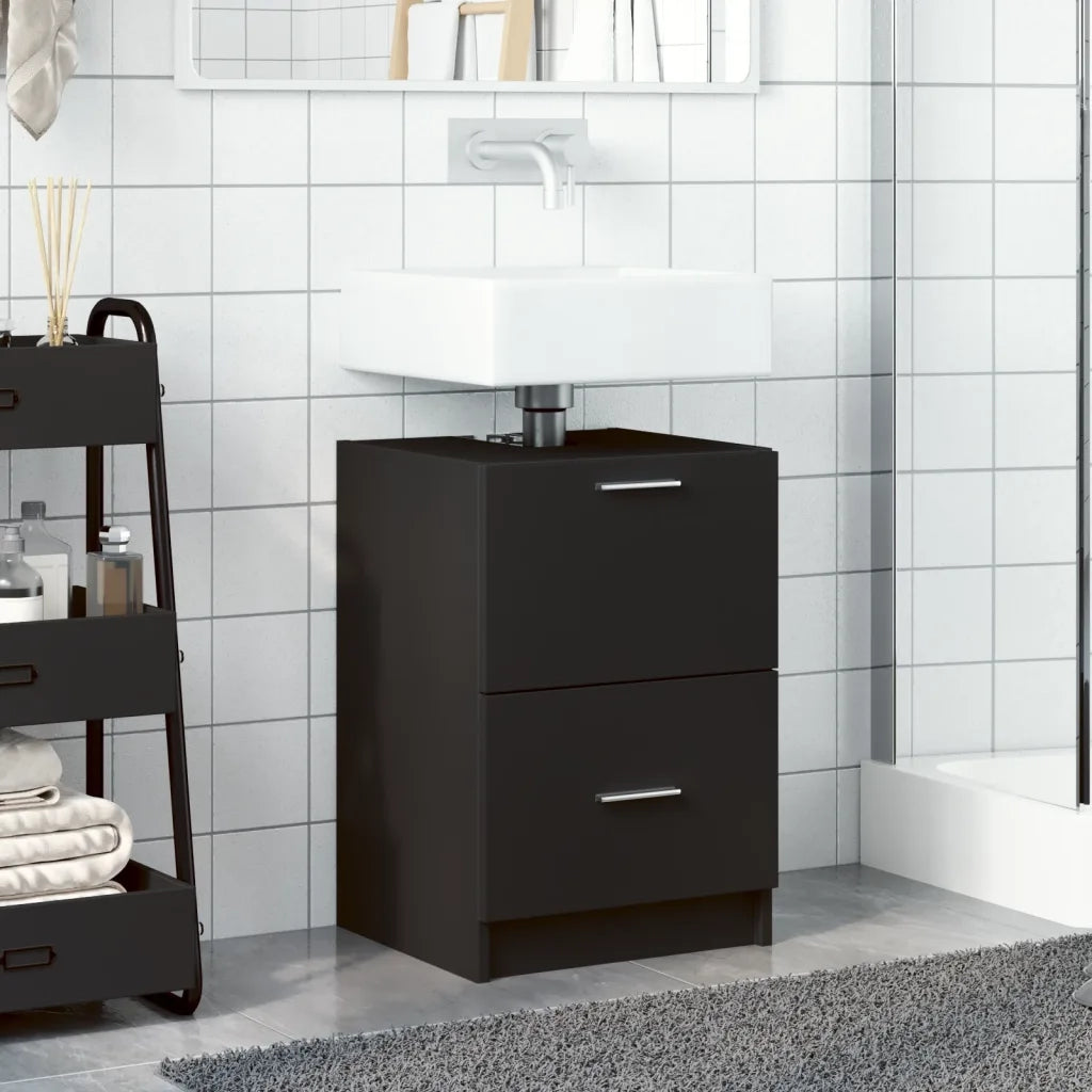 Mobile Lavabo | Armadio Lavabo Nero 80x33x60 cm in Legno Multistrato
