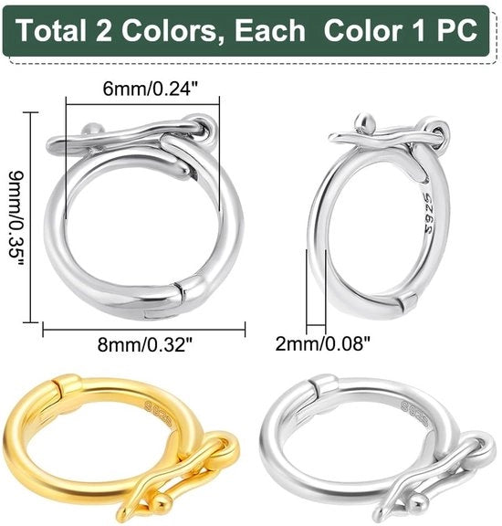 Sluiting in 925 Sterlino Argento - Sluitring - Sieraden Sluiting - Sluiting Armband - Sluiting Ketting - Inclusivo Spigoli/Springring - Sieradensluiting