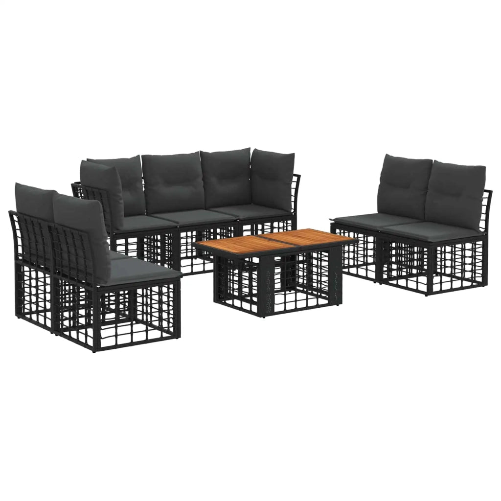 Set Divano da Giardino 8 pz Nero e Grigio scuro polyrattan 3437847