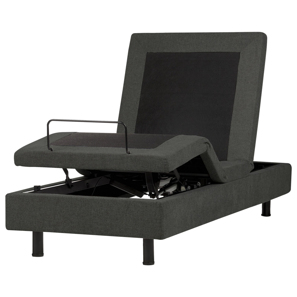 Letto singolo tessuto grigio scuro regolabile elettronicamente con telecomando senza testiera 80x200 cm stile moderno