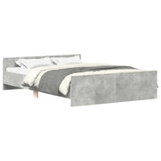 Letto matrimoniale | Letto per adulti | Giroletto con Testiera e Pediera Grigio Cemento 135x190 cm
