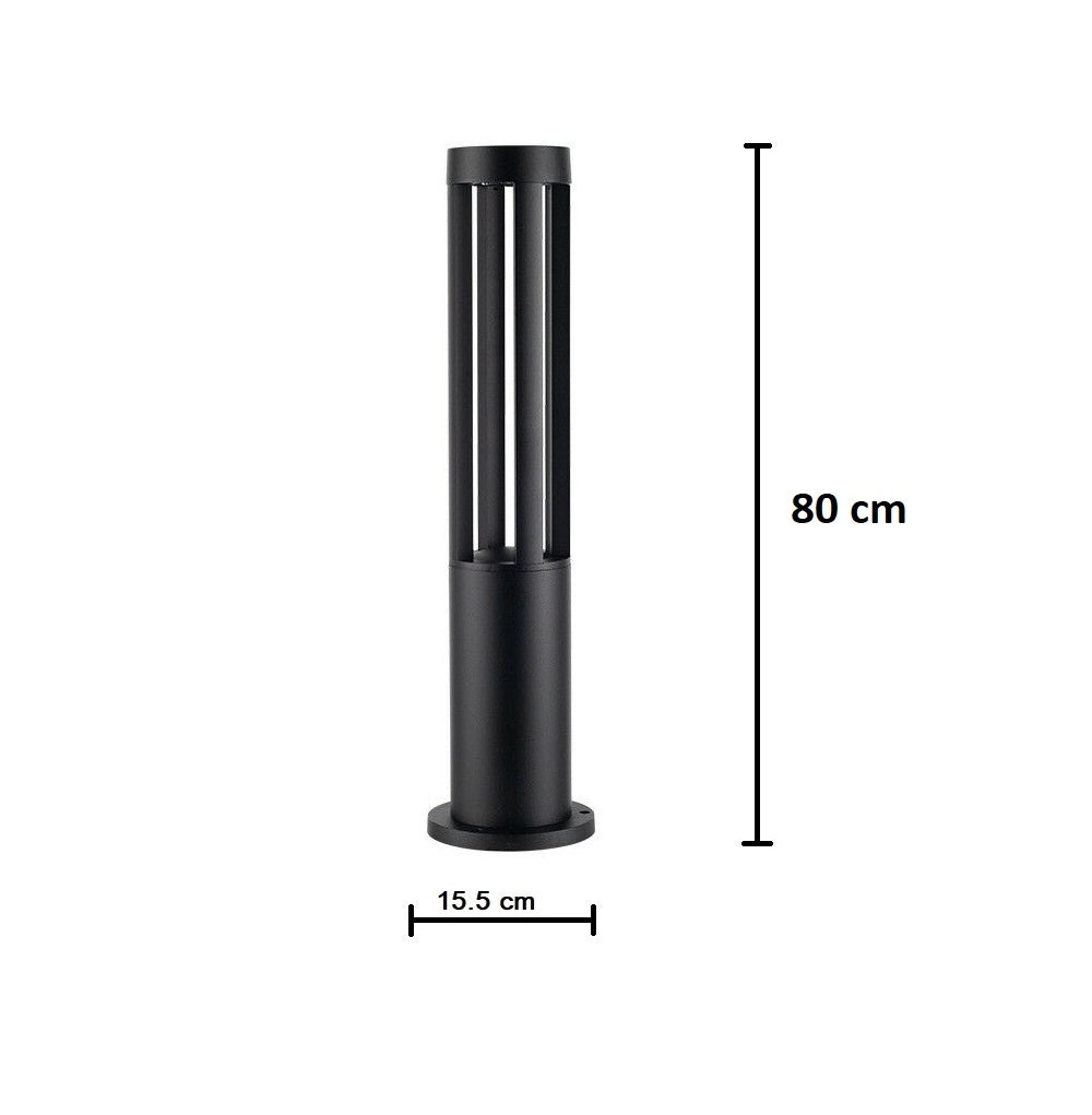 Lampione LED da Giardino 80cm con Palo Nero 15W IP65 CCT Switch 3 Tonalità Luce 3000K 4000K 6500K Esterno Moderno per Vialetti, Ingressi, Cortili e Giardini