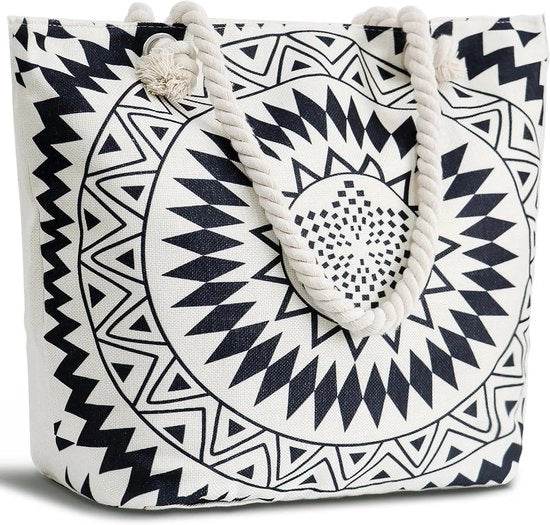 Borsa XXL per donna con chiusura a zip - ideale per spiaggia, viaggio, piscina e shopping