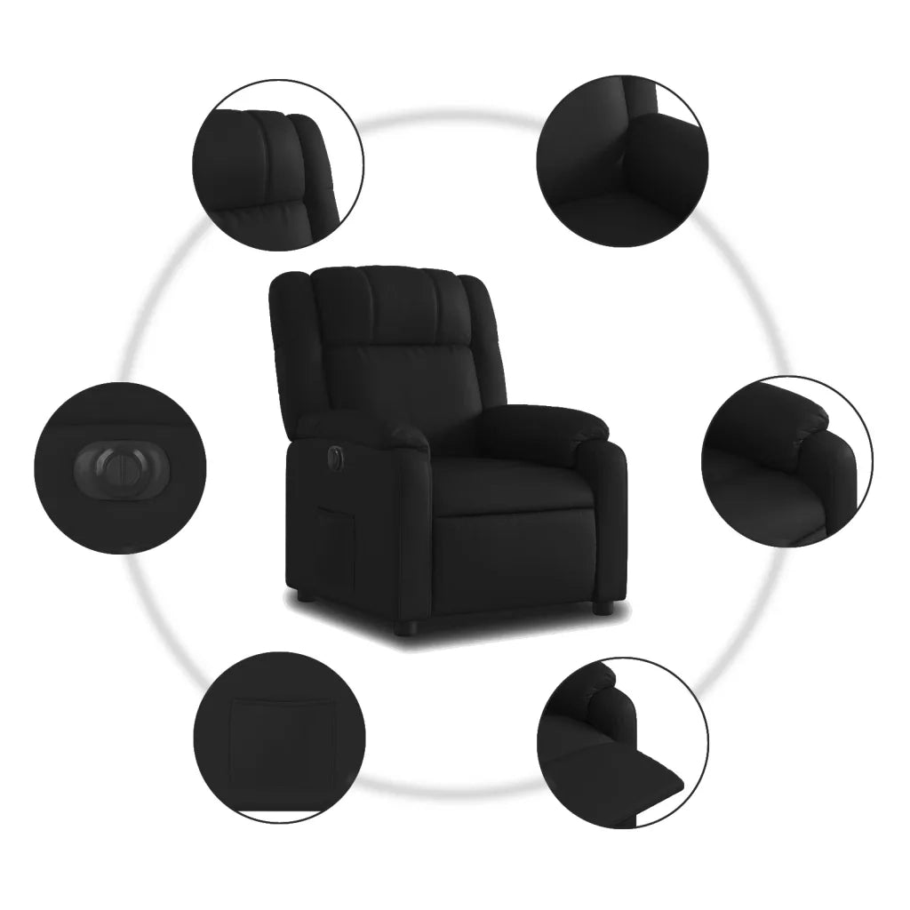Divano Sedia-Poltrona Reclinabile Elettrica Nera in Similpelle 970564