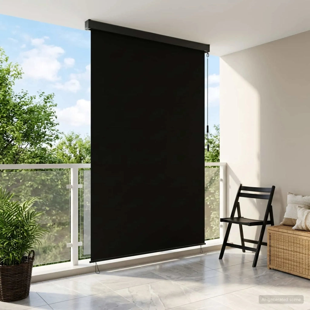 Tenda a rullo Nero 100 x 250 cm Tessuto e Alluminio 42037177