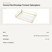 Organizzatore per Cosmetici/Sieramenti - Scatola per Accessori - Materiale Vetro/Metallo - Forma Quadrata - Finitura in Oro - Design Decorativo - Scatola per Sieramenti