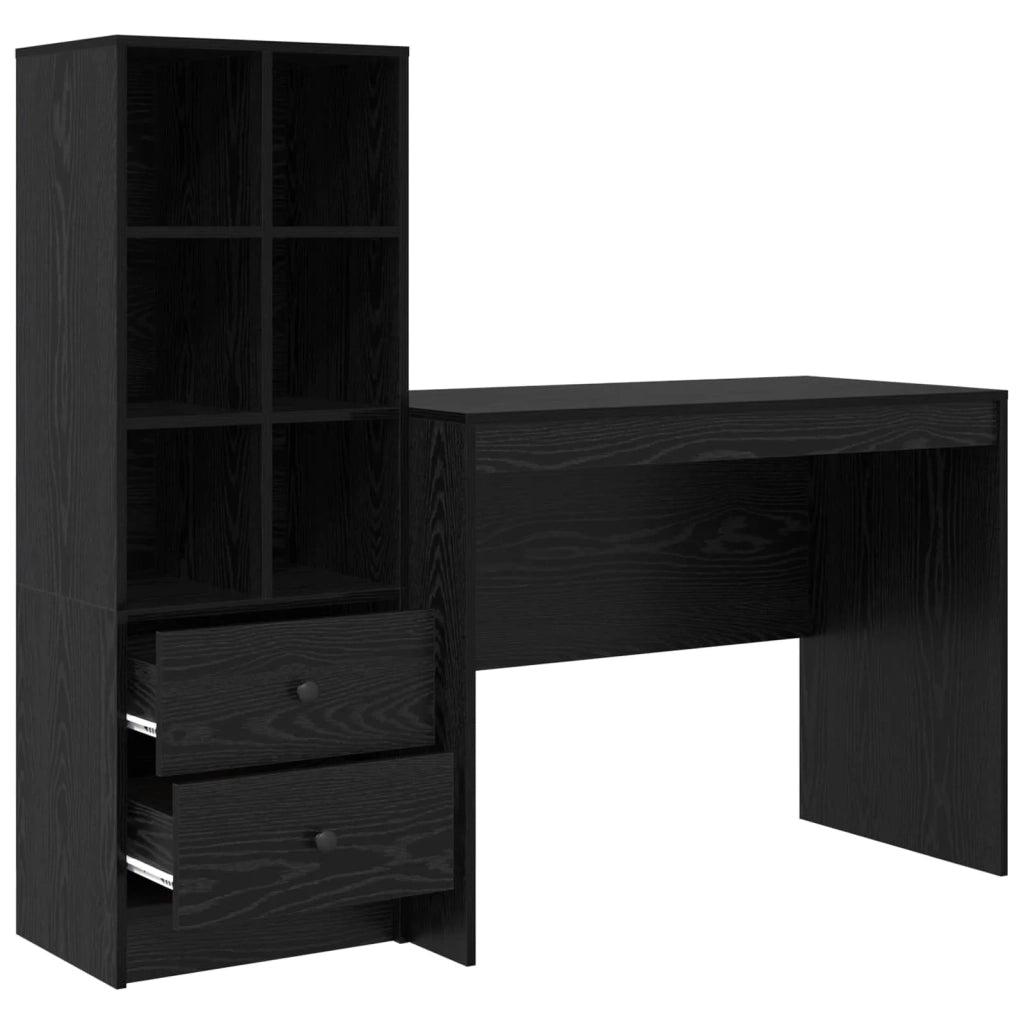 Scrivania con cassetto 2 pcs Rovere Nero 3337370