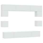Set di mobili da 8 pezzi tra cui armadio credenza mobile TV televisore per soggiorno camera da letto salotto legno ingegnerizzato bianco 02_0025235