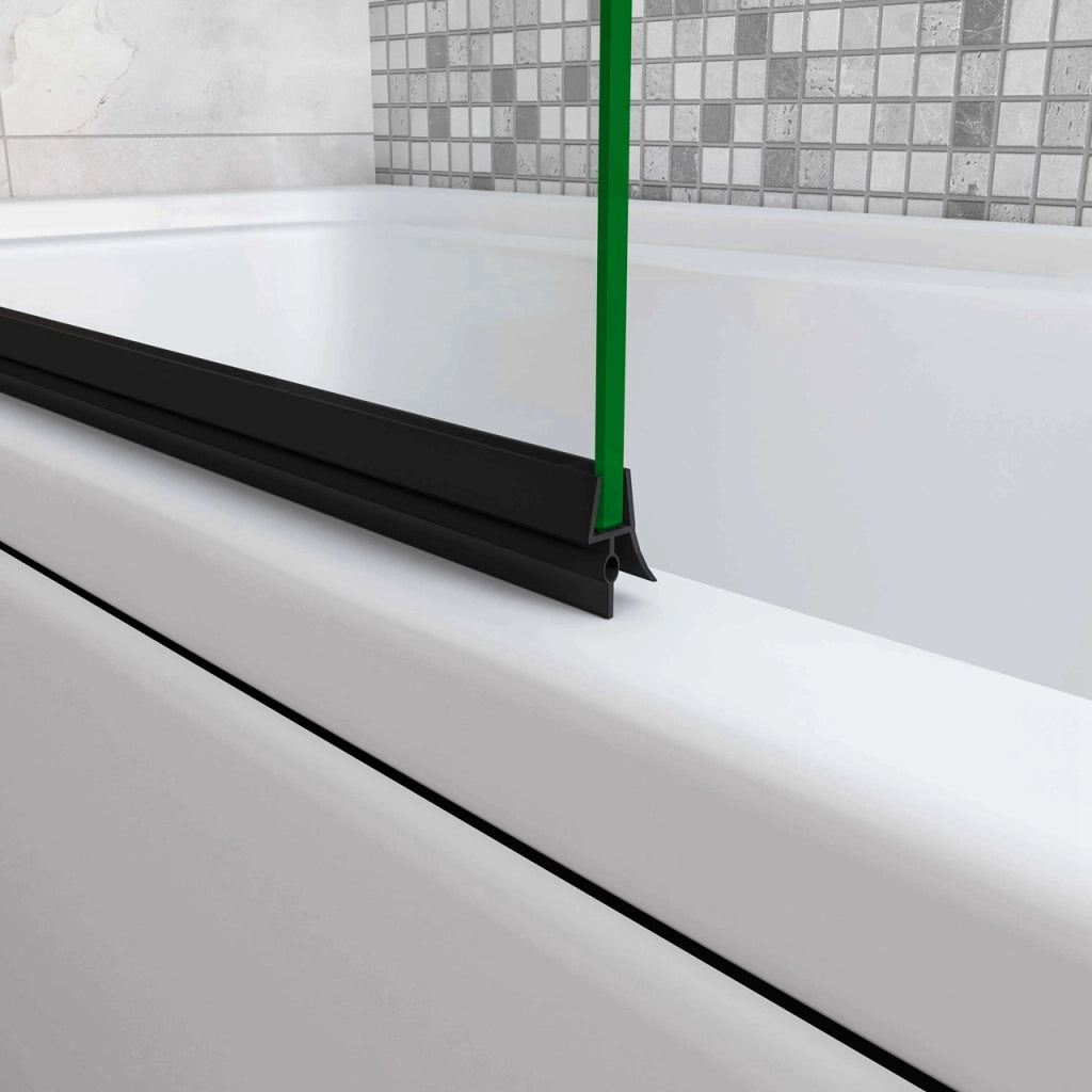 Sopravasca da Bagno Parete Vasca Doccia 120x140 cm Due Ante Movibili Vetro Temperato Trasparente 6 mm Anticalcare Telaio Nero Opaco
