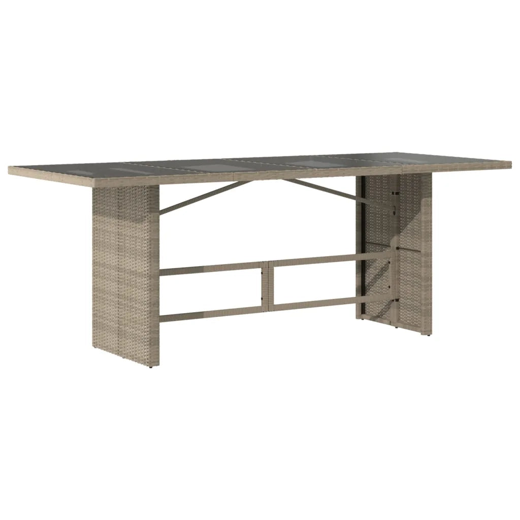 Tavolo da Giardino | Tavolino da esterno Piano in Vetro Grigio 190x80x74cm Polyrattan