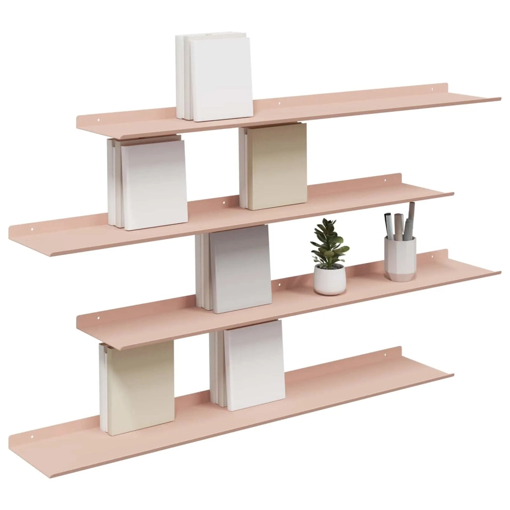 Mensola sospesa 4 pcs Rosa 100 x 18 x 2,5 cm Acciaio