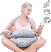 Cuscino per alimentazione, cuscino laterale con copertura, con cinturino aggiuntivo e cintura, con nucleo di cotone rimovibile, cuscino per alimentazione cuscino per bambini (23,6 x 23,6 x 10,23 pollici (H))