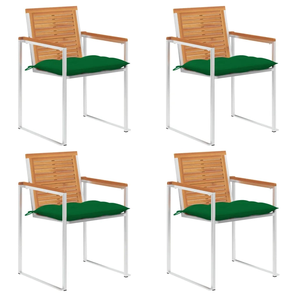 Sedie da Giardino con Cuscini 4 pz in Legno Massello di Acacia cod mxl 76292
