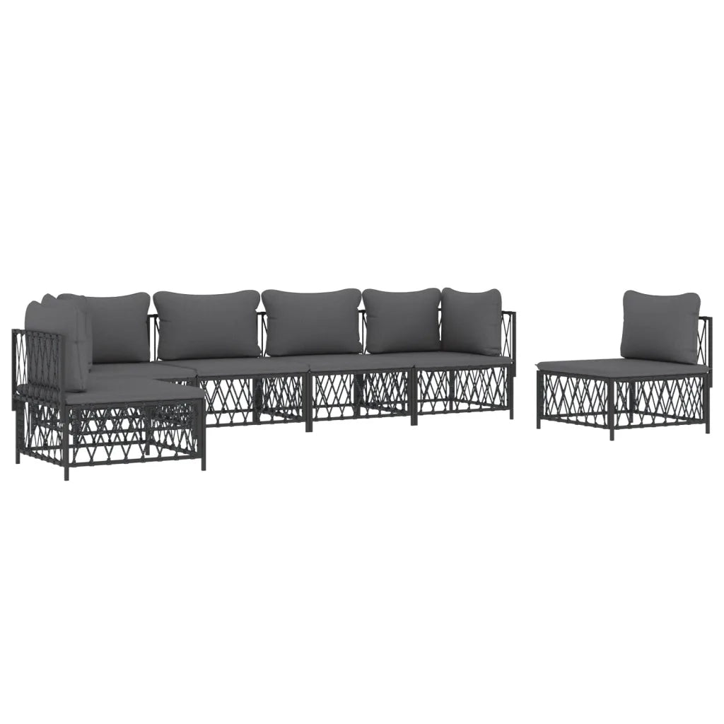 Set Salotto da Giardino 6 pz con Cuscini in Acciaio Antracitecod mxl 100551