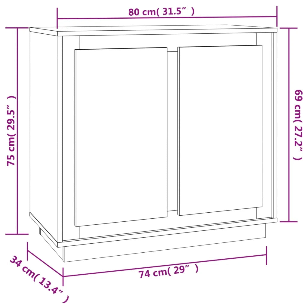 Credenza Grigio Cemento 80x34x75 cm in Legno Multistrato
