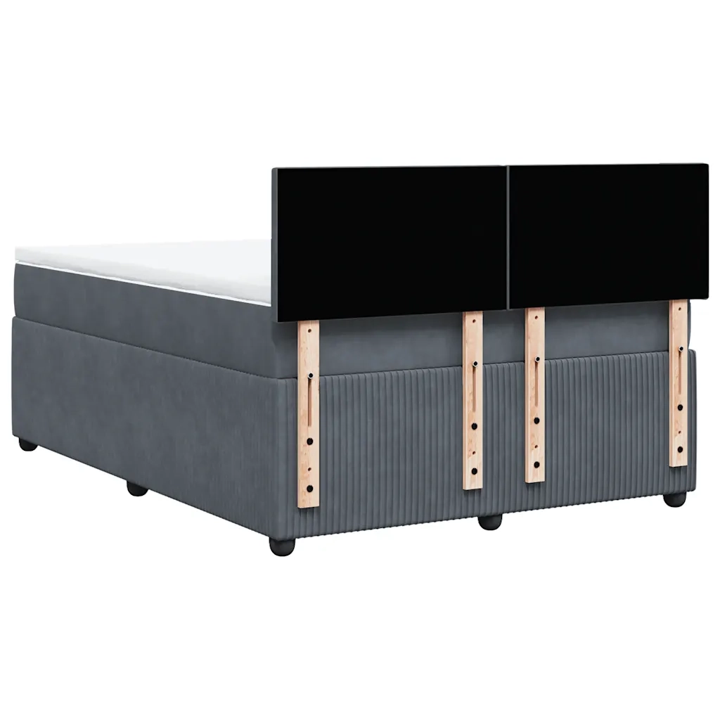 Giroletto a Molle con Materasso Grigio Scuro 160x200 cm Velluto