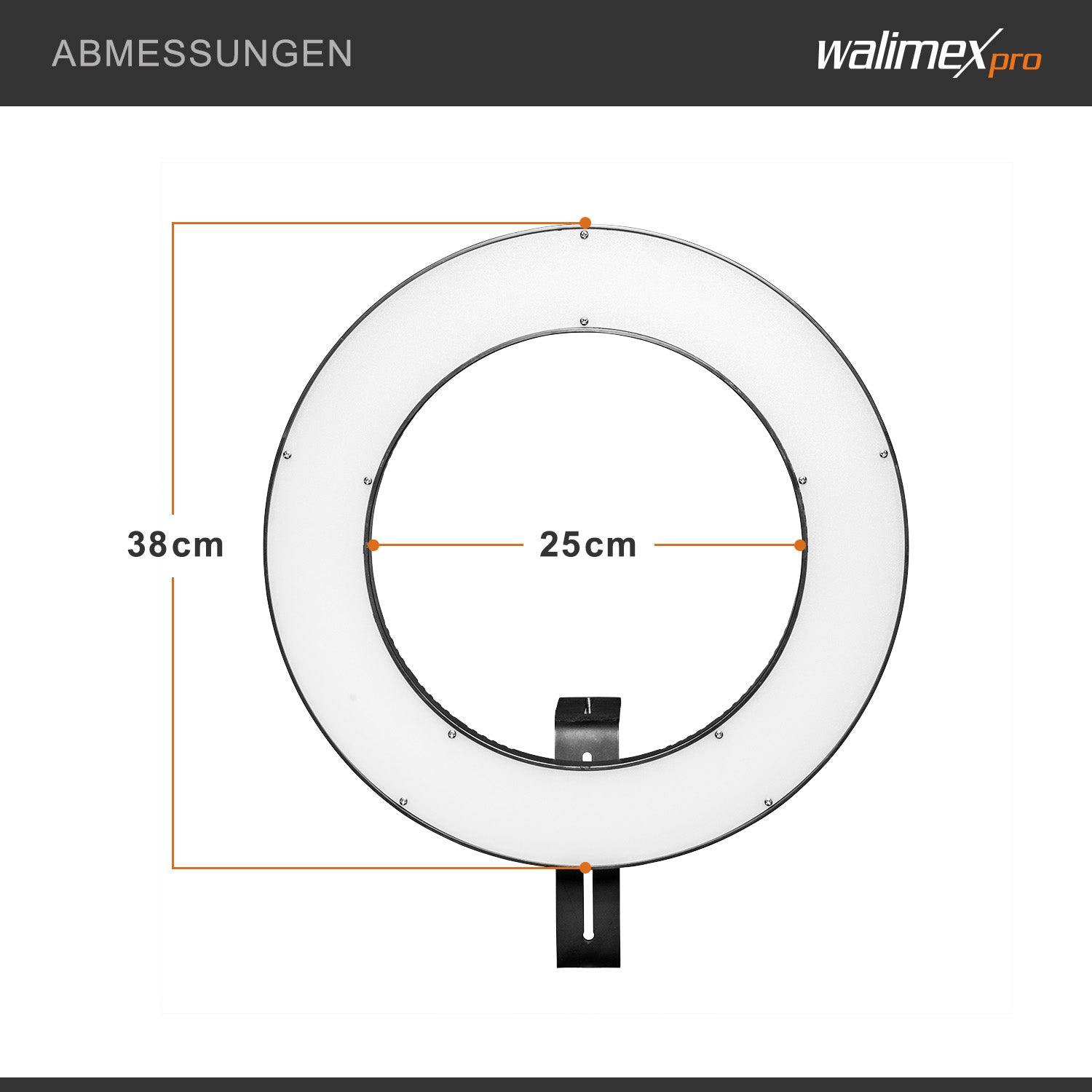 Ring light a LED 380 Bi-Color dimmerabile 23W, Luce ad anello con settori commutabili per foto e video, incl. accessori