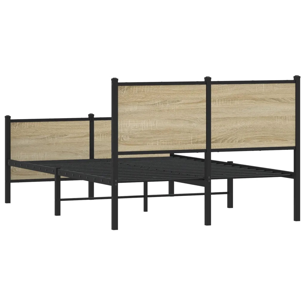 vidaXL Giroletto senza Materaso in Metallo Rovere Sonoma 120x190 cm