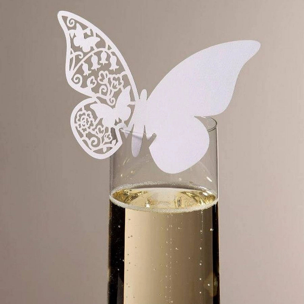 Trade Shop - Segnaposto Segnatavolo Bianco A Forma Di Farfalla Decorazioni Wedding Matrimonio -