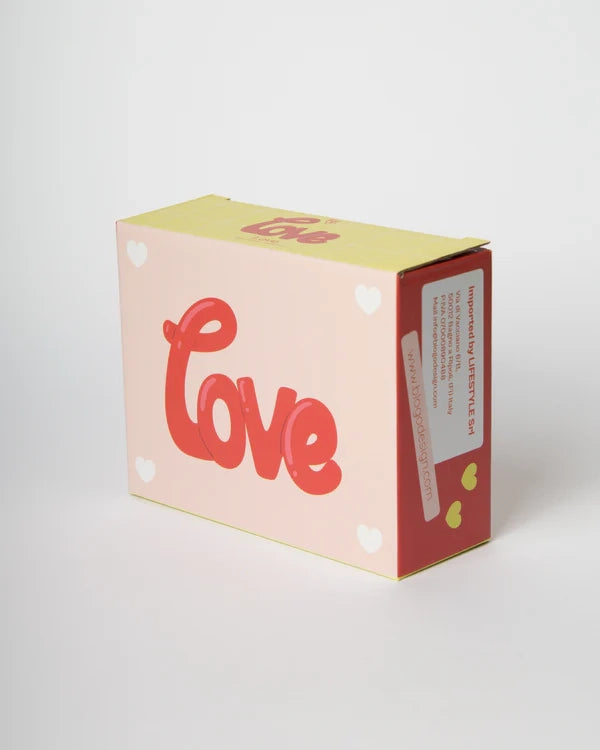 Love Red Corsivo  Scritta Decorativa in Ceramica