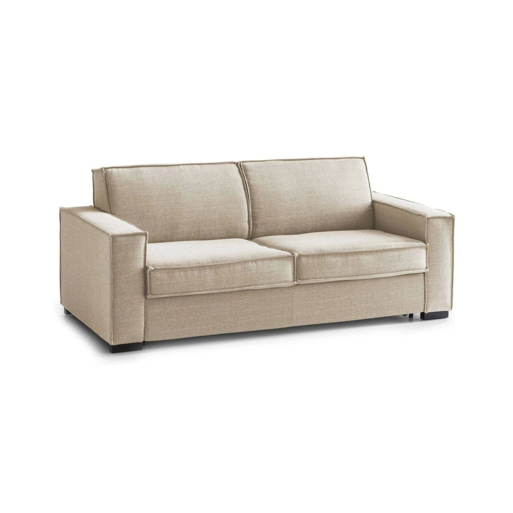 Divano fisso Eletta, Divano a 2 posti Large, Made in Italy, SofÒ  Soggiorno in tessuto, con Braccioli standard, cm 200x95h90, Beige