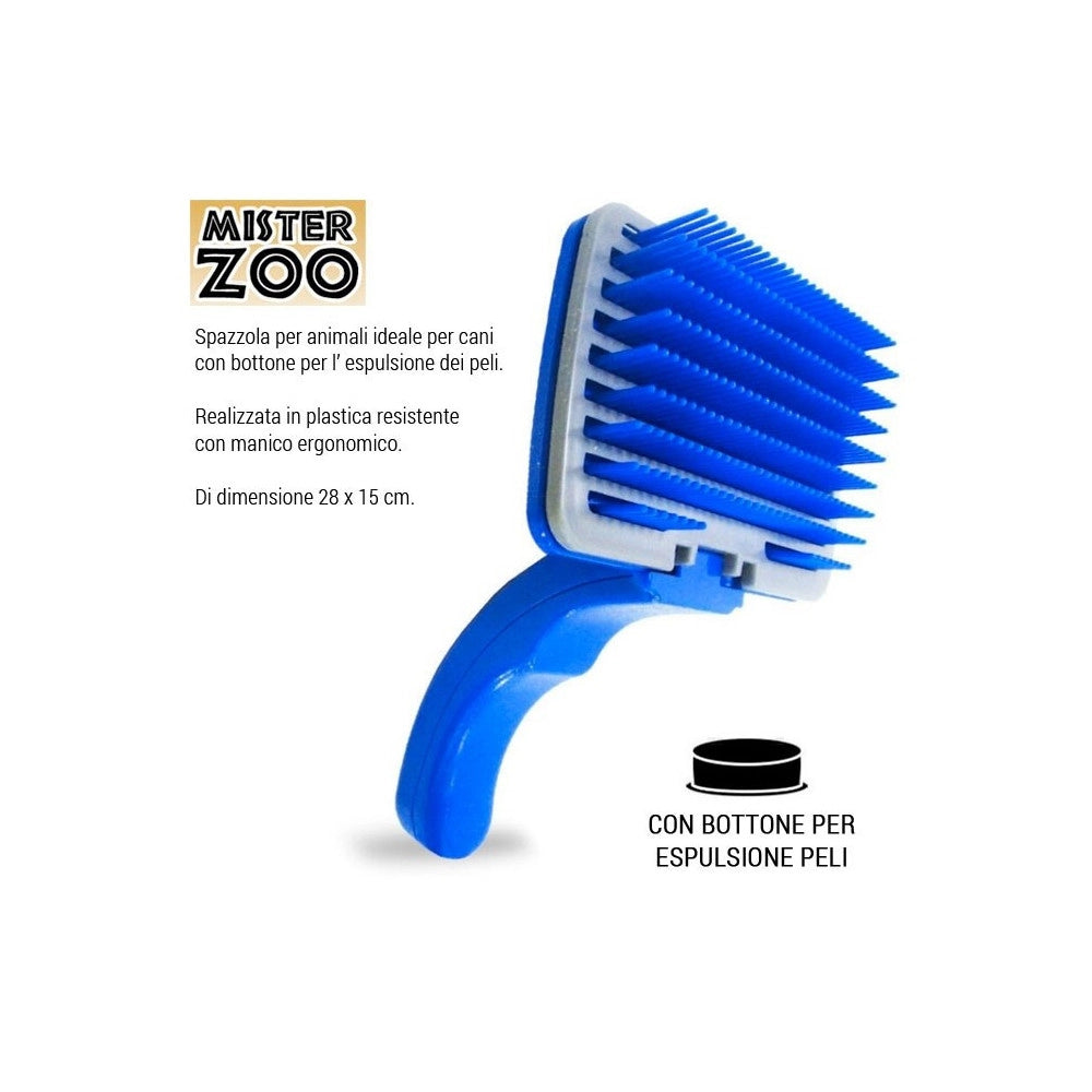 Trade Shop - Spazzola Pettine Per Cani Gatti Animali Con Tasto Espulsione Peli Colore Blu -