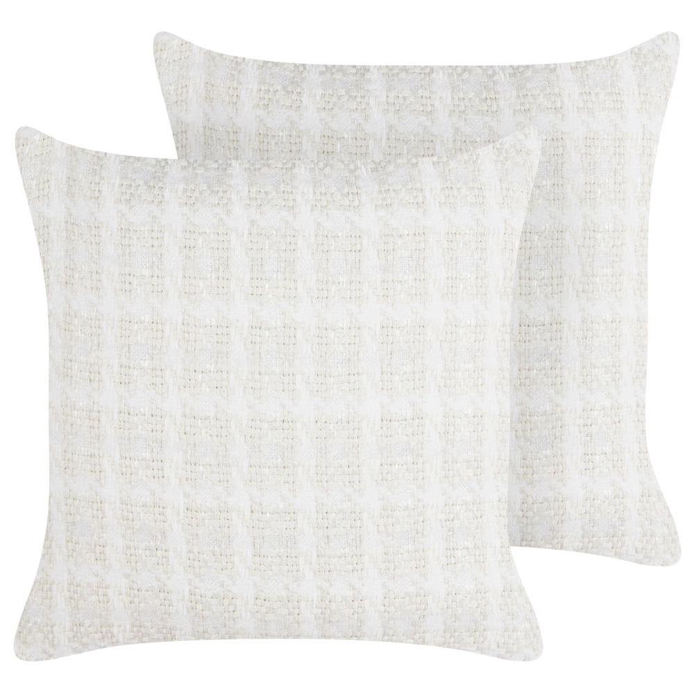 Set di 2 cuscini sparsi in tessuto beige 45 x 45 cm con motivo a scacchiera Rivestimento in stile tessile