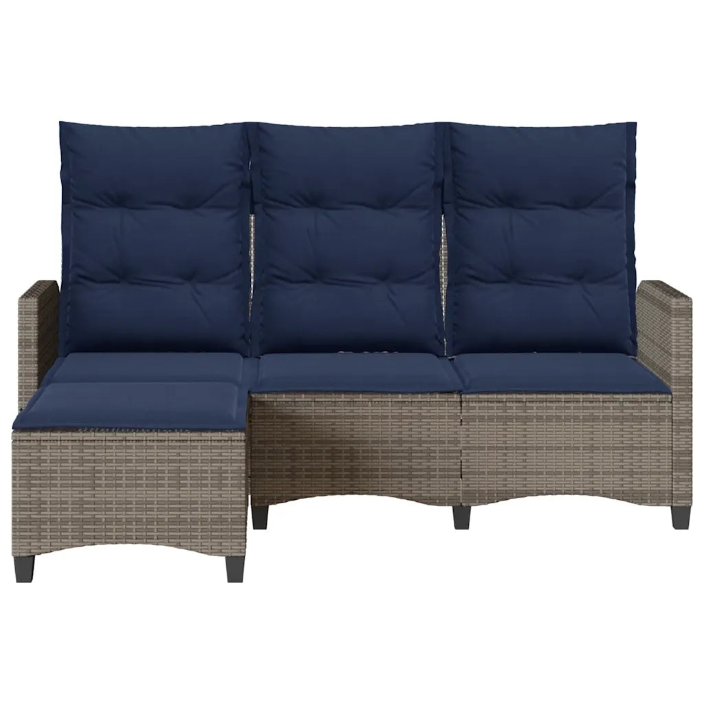 Divano Giardino Reclinabile a L con Cuscini-Sofa da Giardino-Divanetto da esterno Grigio Polyrattan 565210
