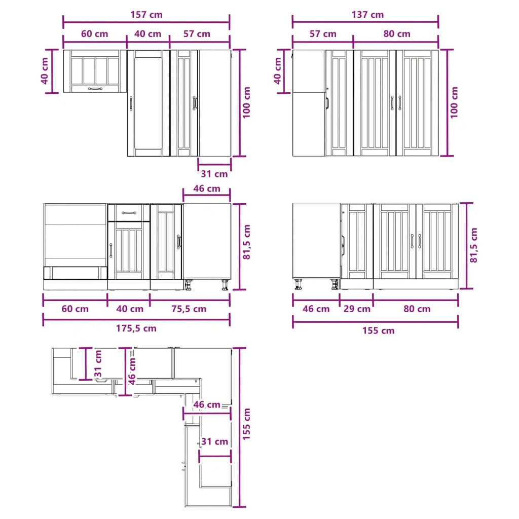 Unità Cucina LUCCA 8 pcs Bianco Legno ingegnerizzato 3438401
