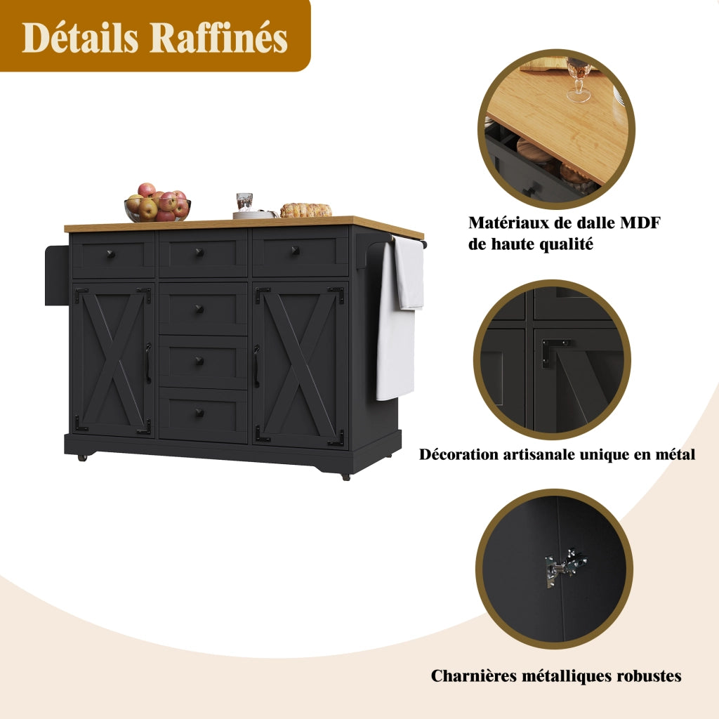 Carrello da cucina pieghevole multifunzione in MDF e metallo, mobile servierwagen convertibile per cucina e sala da pranzo