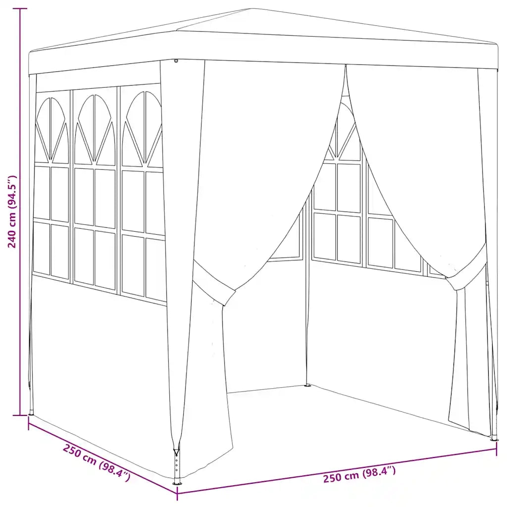 Gazebo | Pergolato Professionale con Pareti 2,5x2,5 m Verde 90 g/m2