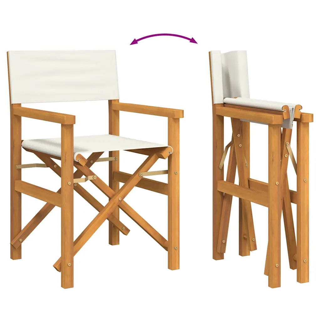 Sedia da Regista Pieghevole Crema in Legno Massello di Teak 4008507