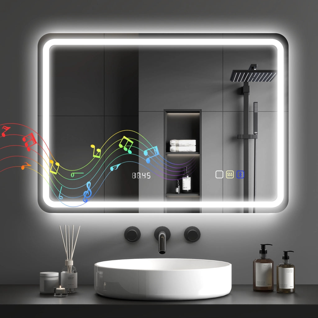 Specchio Bagno con LED ¨C Minimal ¨C Bianco 70x50 cm