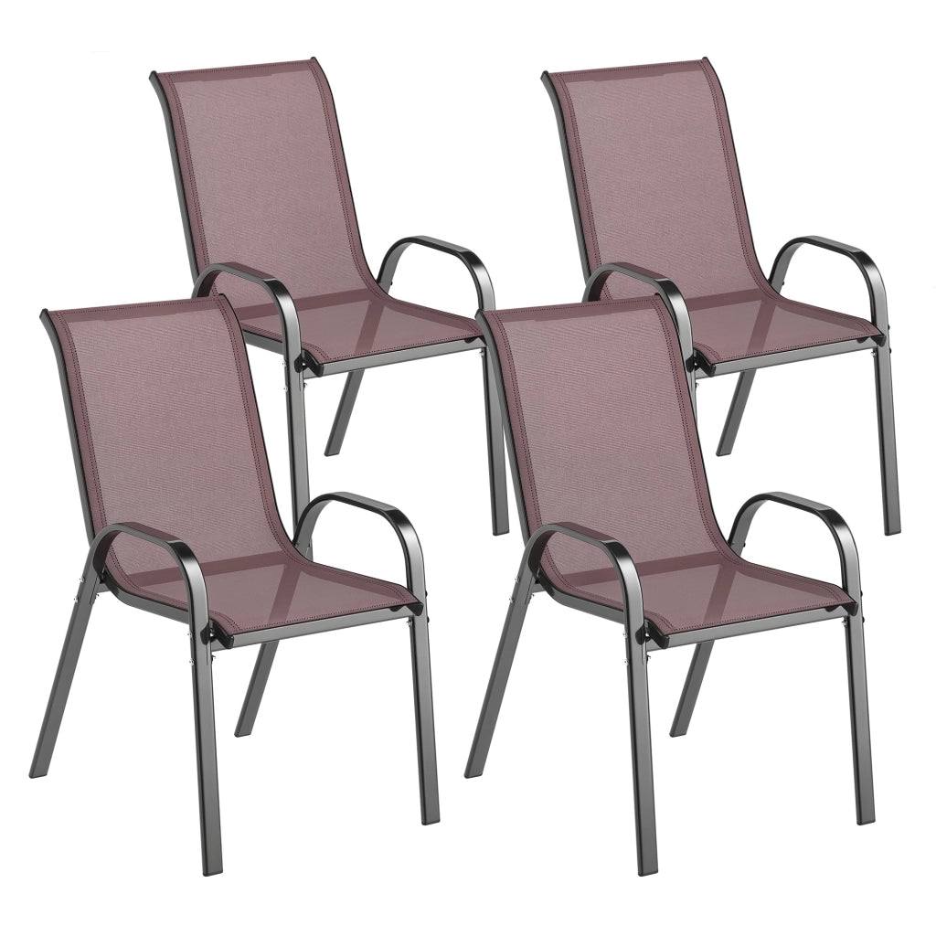 Sedie da Giardino Impilabili con Braccioli Curvi ¨C zephmum ¨C Tessuto Marrone 54x71x93 cm