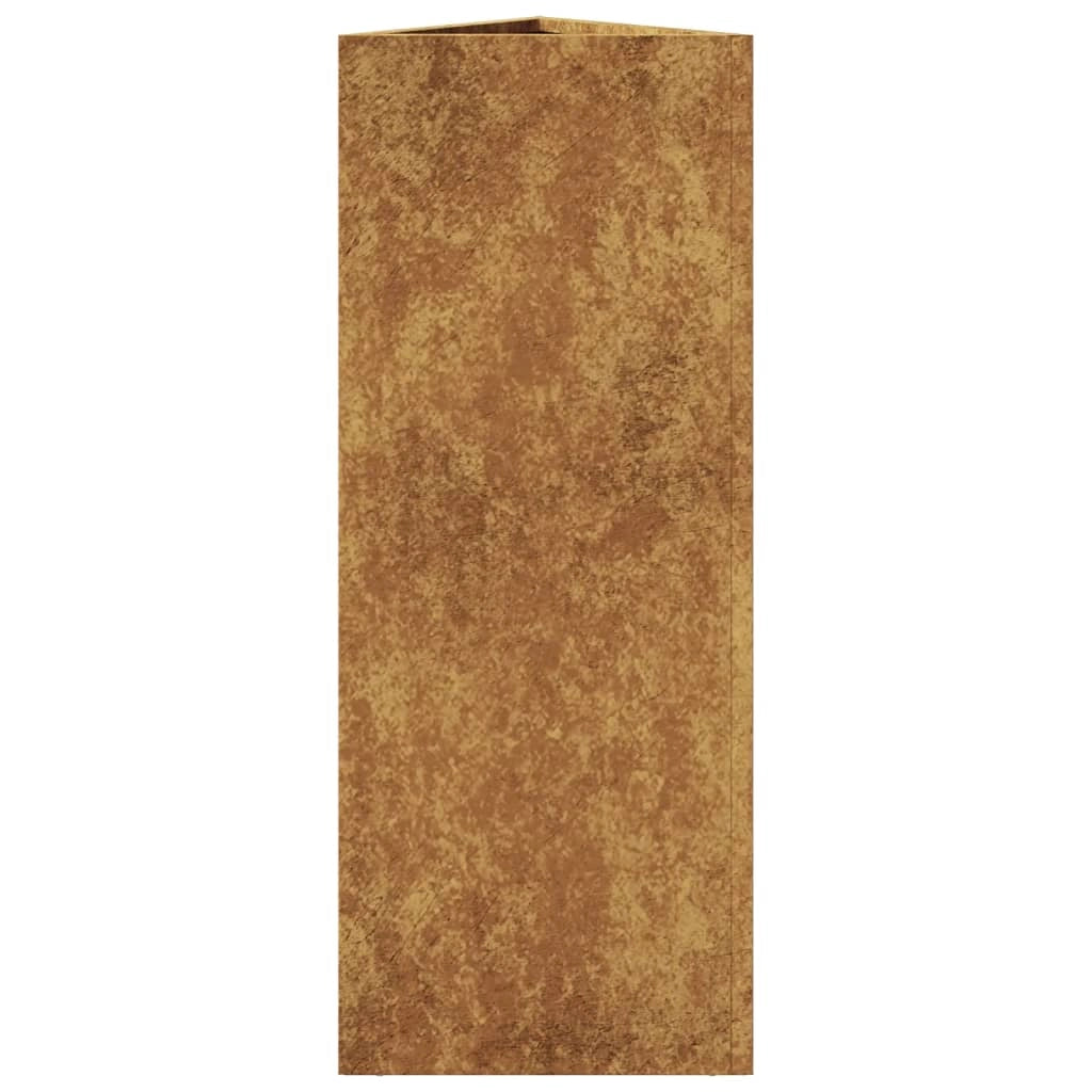Vaso per fioriera aiuola rialzata piante fiori giardino terrazzi set da 2 triangolari 30 x 26 x 75 cm acciaio corten marrone 02_0039095