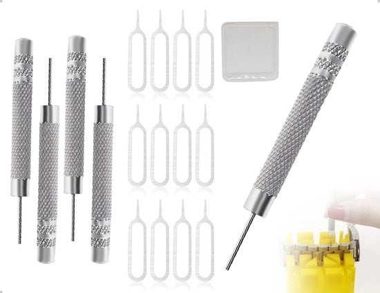 Strumento di rimozione di cartuccio - Gadget di rimozione - 16 pezzi - Accessori in argento - Adatto per cellulari - Cassetta di stoccaggio portatile