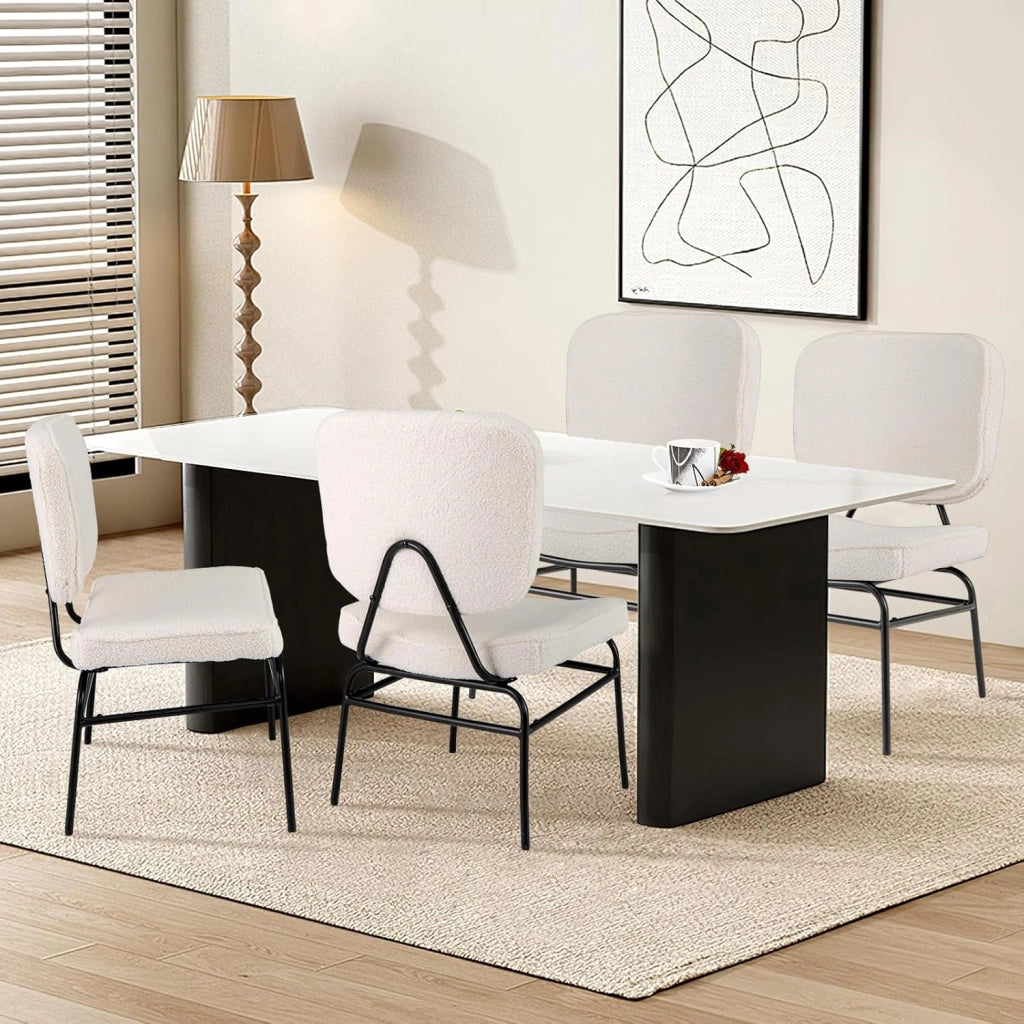 Sedia Relax Imbottita, Sedia da Lettura in Sherpa con Imbottitura in Spugna, Piedini Regolabili e Struttura in Metallo, Sedia Moderna per Soggiorno, Studio, Portata 150 kg (Beige)