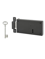 Serratura orizzontale da applicare con chiave per porta di cantina, solo catenaccio, sinistra, asse 105mm, 160x80mm, nero, 1 chiave - THIRARD