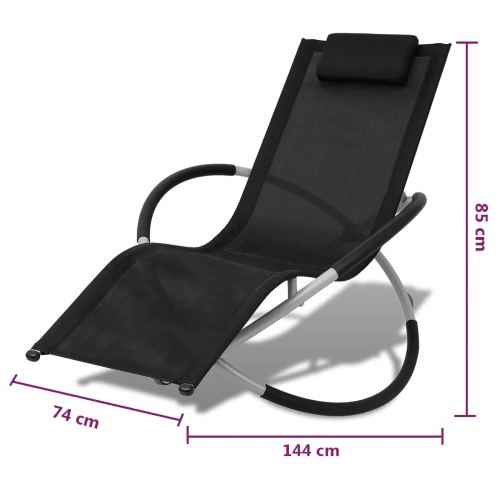 Lettino prendisole sedia a sdraio lettino prendisole letto da giardino mobili da giardino mobili da esterno geometrici acciaio nero e grigio 02_0012778