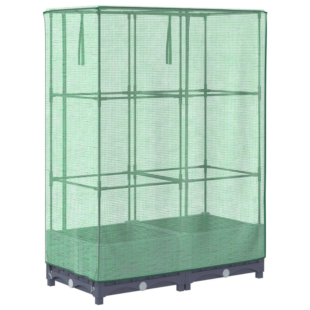 Aiuola rialzata/fioriera con copertura effetto rattan 80 x 40 x 123 cm blu/grigio 02_0038786